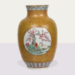 A Chinese famille rose &lsquo;ram&rsquo; vase. Estimate: $3,000–$5,000