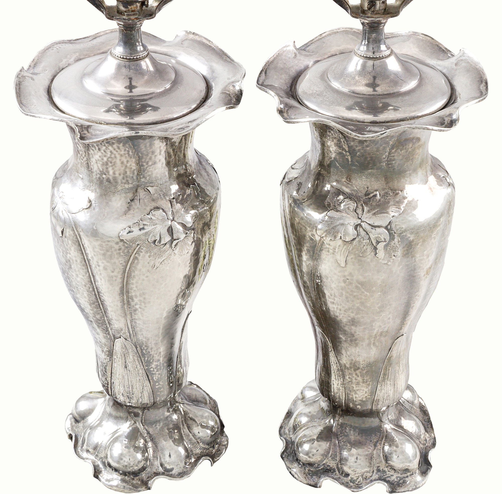 A pair of Gorham Martele silver lamps. <br><b>Estimate: $3,000–$5,000</b>