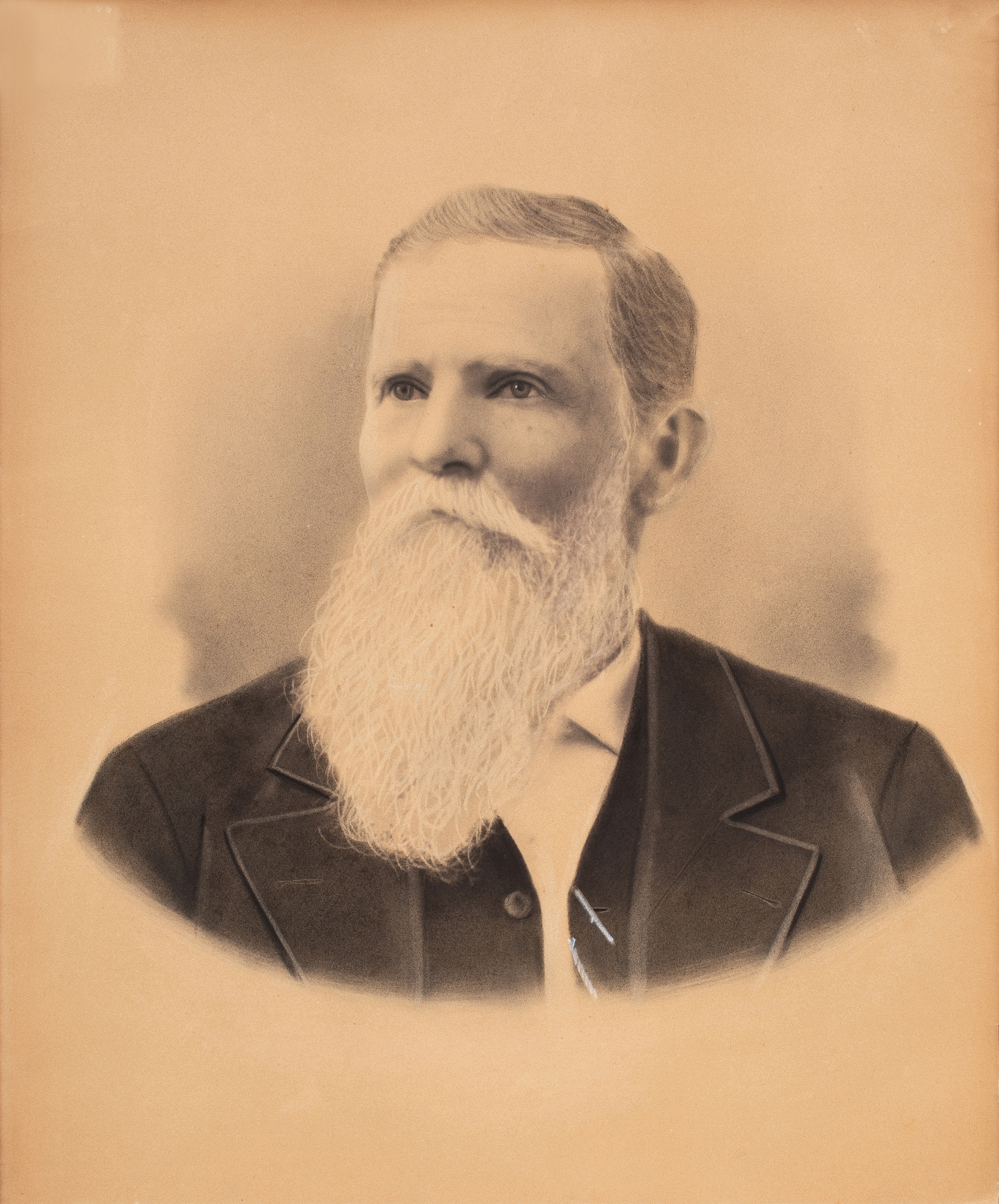 <em>Portrait of Nathaniel Jones (member of the Donner Party)</em>, crayon on paper, 22.06″ x 17.93″. <br><b>Estimate: $300–$500</b>