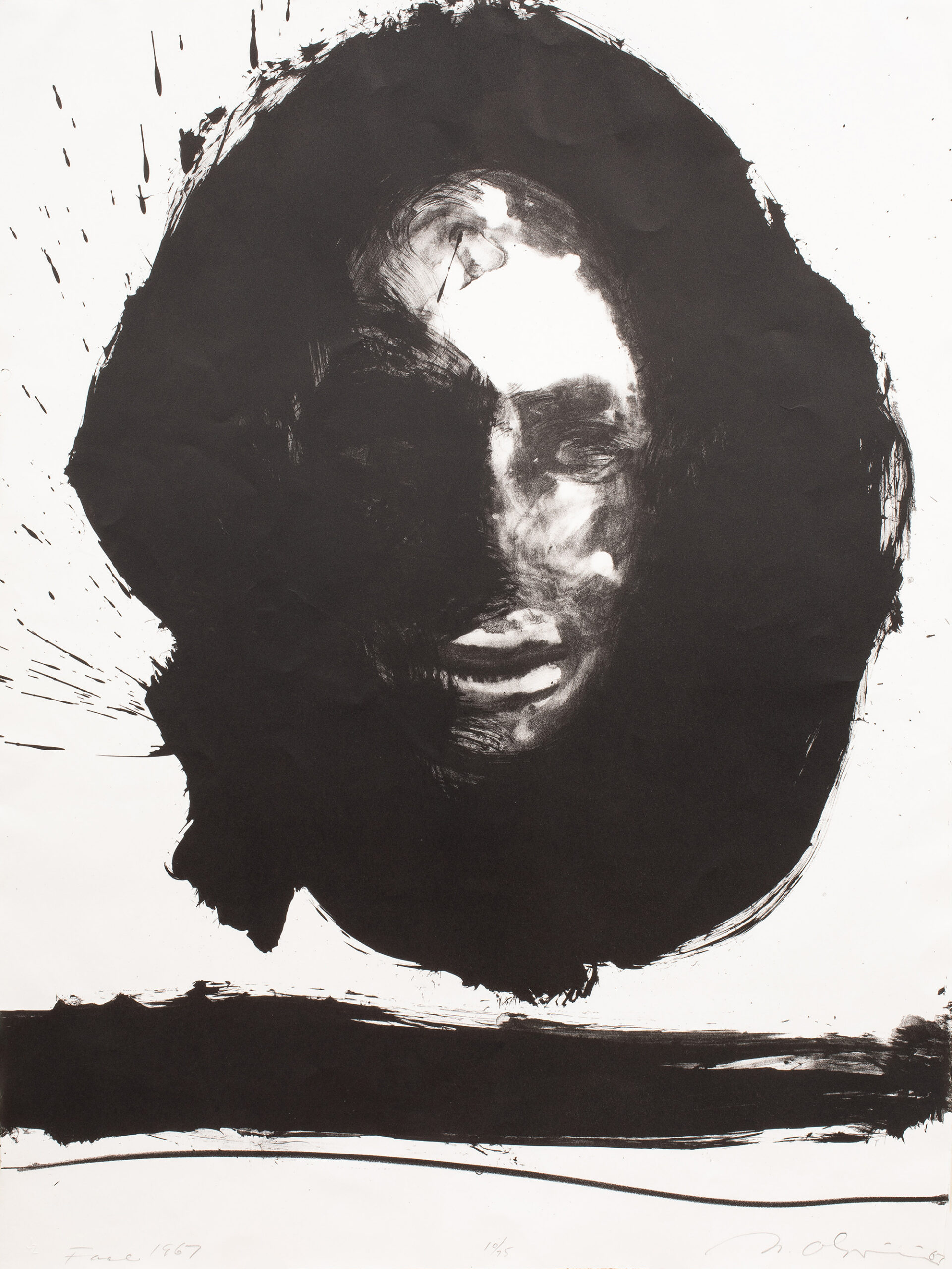 Nathan Oliveira (American, 1928–2010), <em>Face</em>, 1967, lithograph, <nobr>30″ x 22″.</nobr> <br><b>Estimate: $400–$600</b>