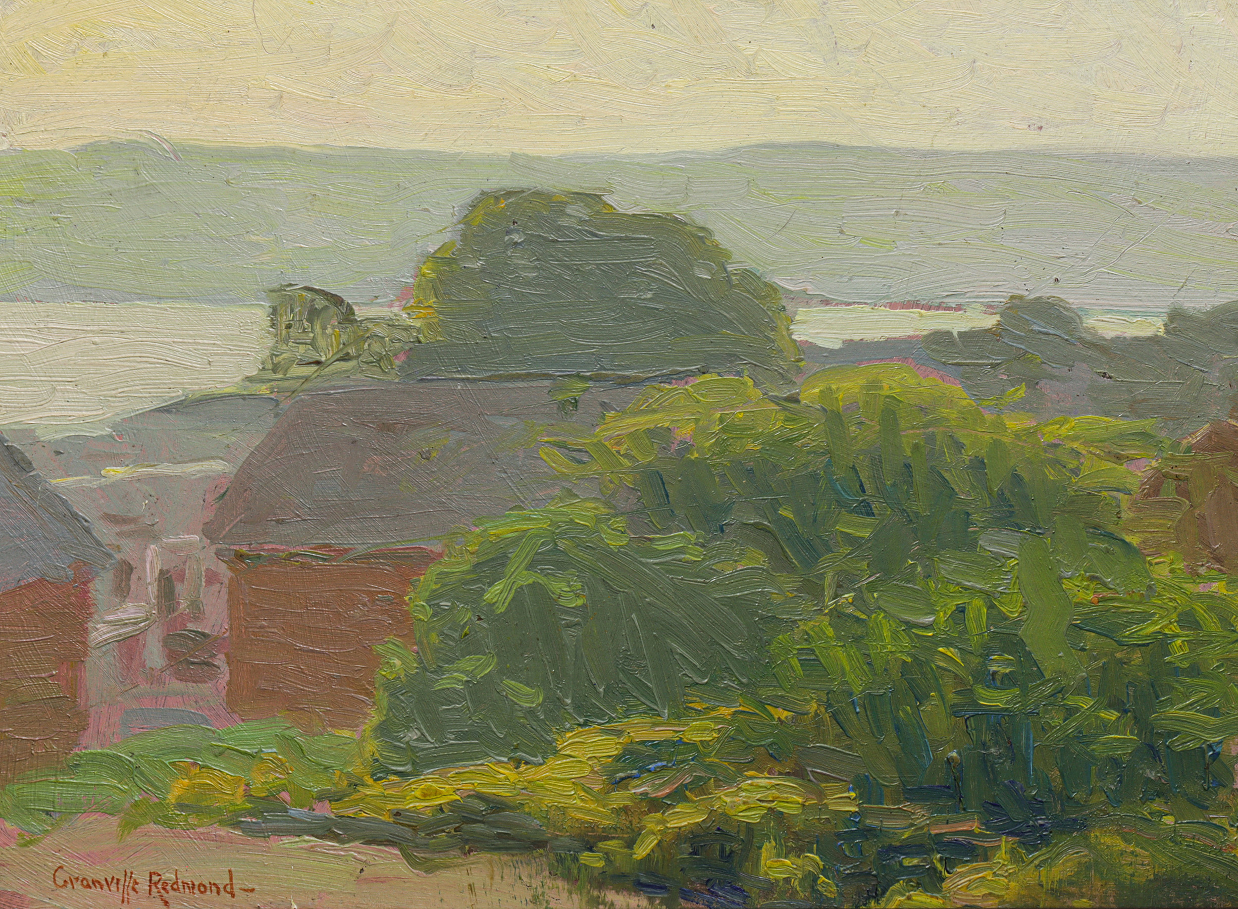 Granville Redmond (American, 1871–1935), Untitled (View from Tiburon), oil on board, 10″ x 12.75″. Estimate: $6,000–$9,000