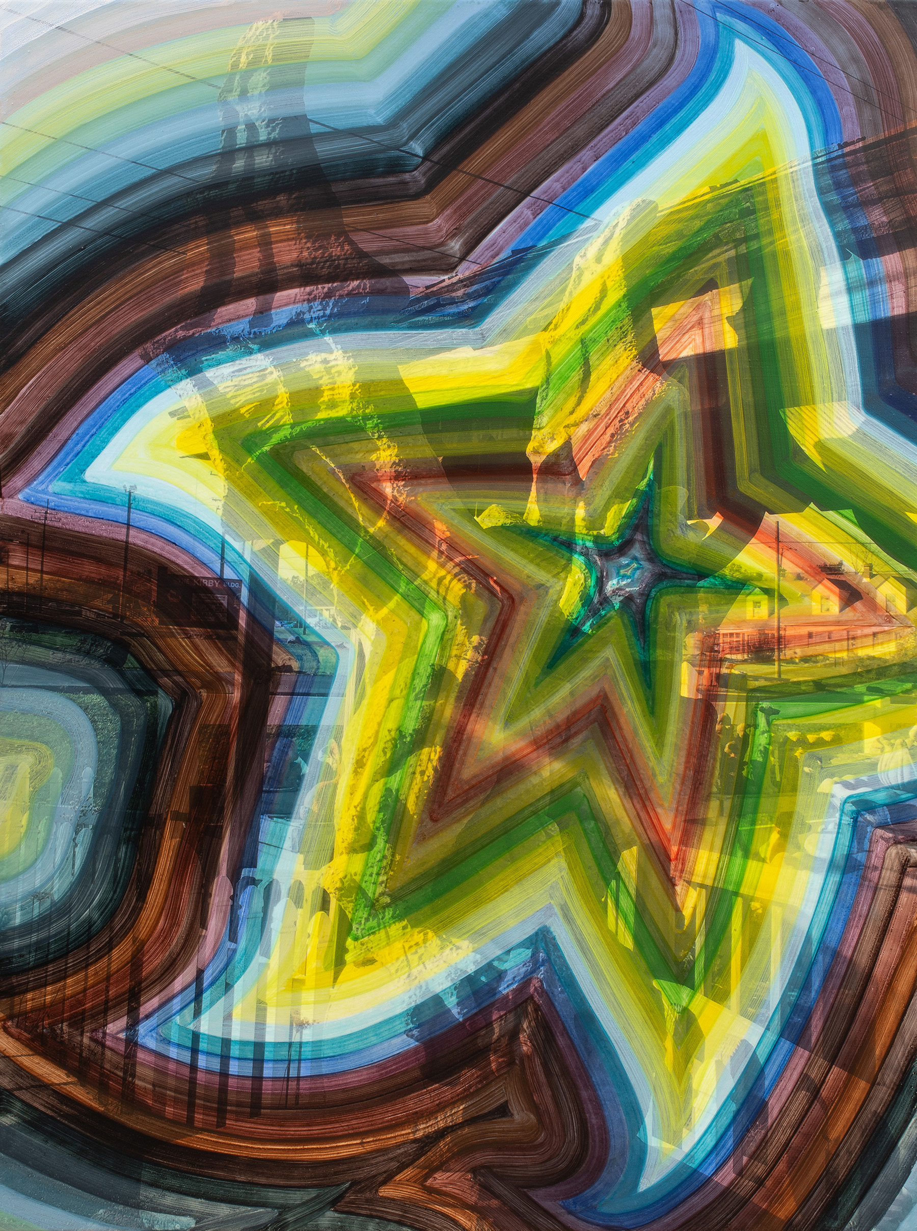 Ben Quinn (American, b. 1991), Untitled (Star), watercolor and PVA on inkjet print affixed to canvas over panel, 48″ x 36″. Estimate: $4,000–$6,000