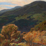 Maynard Dixon (American, 1875–1946), Chaparral Hills, 1918, oil on canvas, 14″ x 18.25″. Estimate: $15,000–$25,000