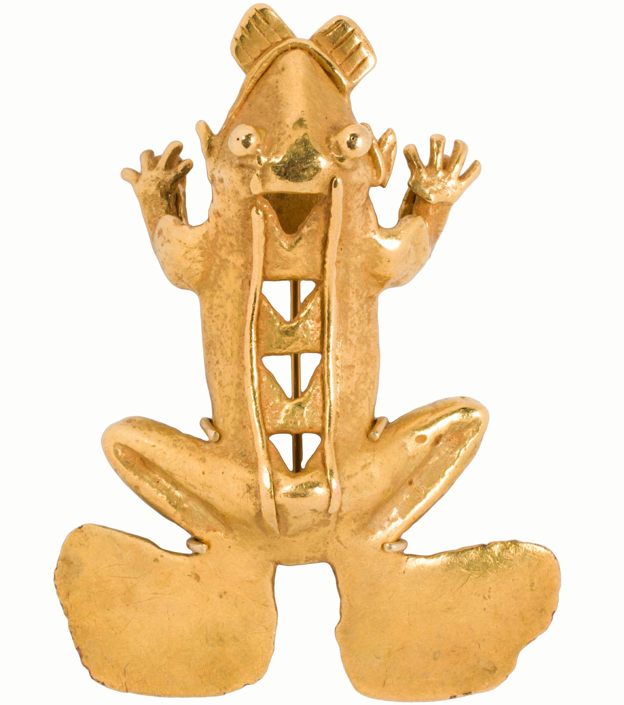 A Pre-Columbian high karat gold Chiriquí frog. Estimate: $8,000–$12,000