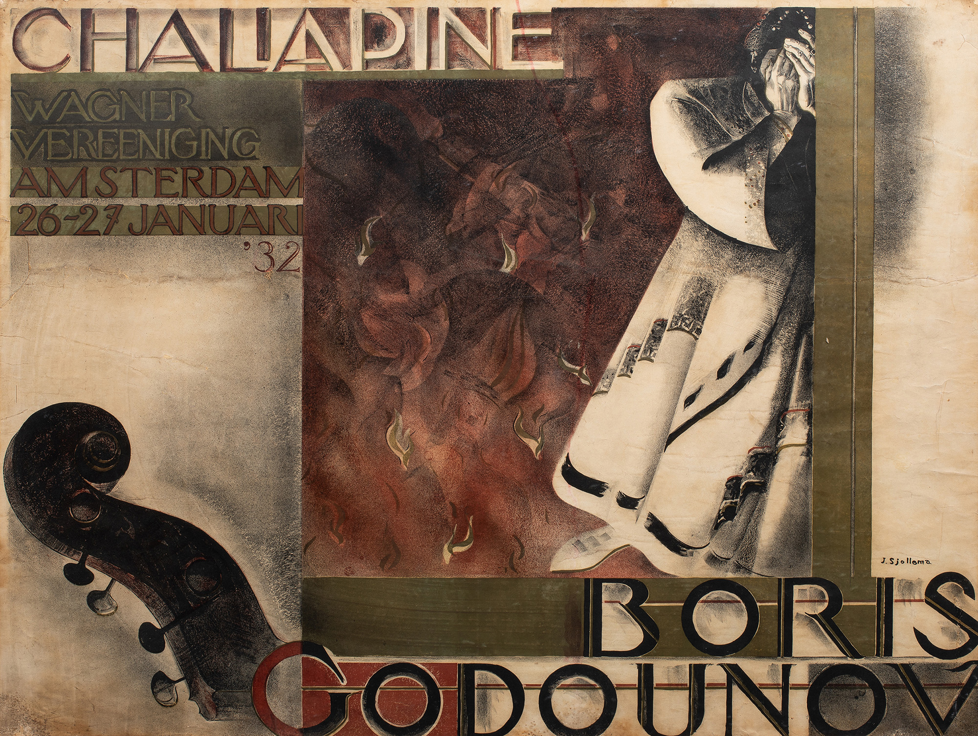 Joop Sjollema (Dutch, 1900–1991), Boris Godounov Chaliapine Poster, 1932, lithograph, 35.5″ x 46.5″. Provenance: The Estate of Michael Tilson Thomas Estimate: $3,000–$5,000