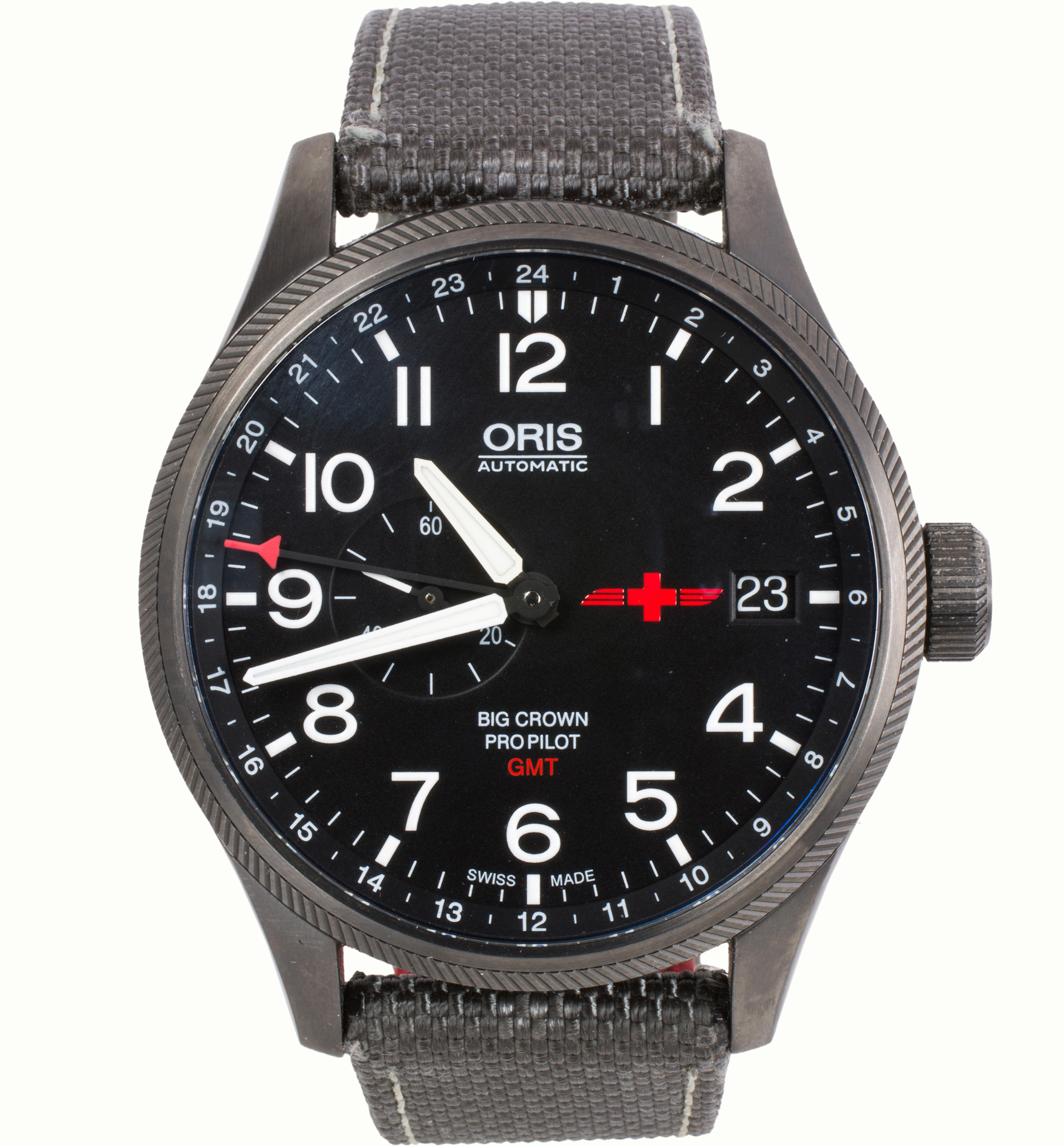 An Oris Big Crown ProPilot GMT stainless steel watch. Estimate: $1,800–$2,200