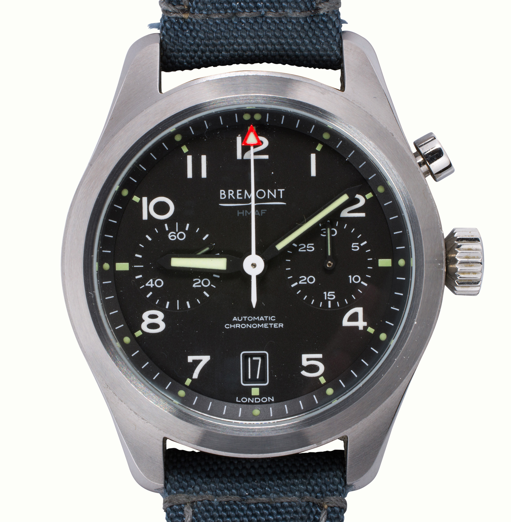 A Bremont Arrow R-S stainless steel watch. Estimate: $1,000–$2,000