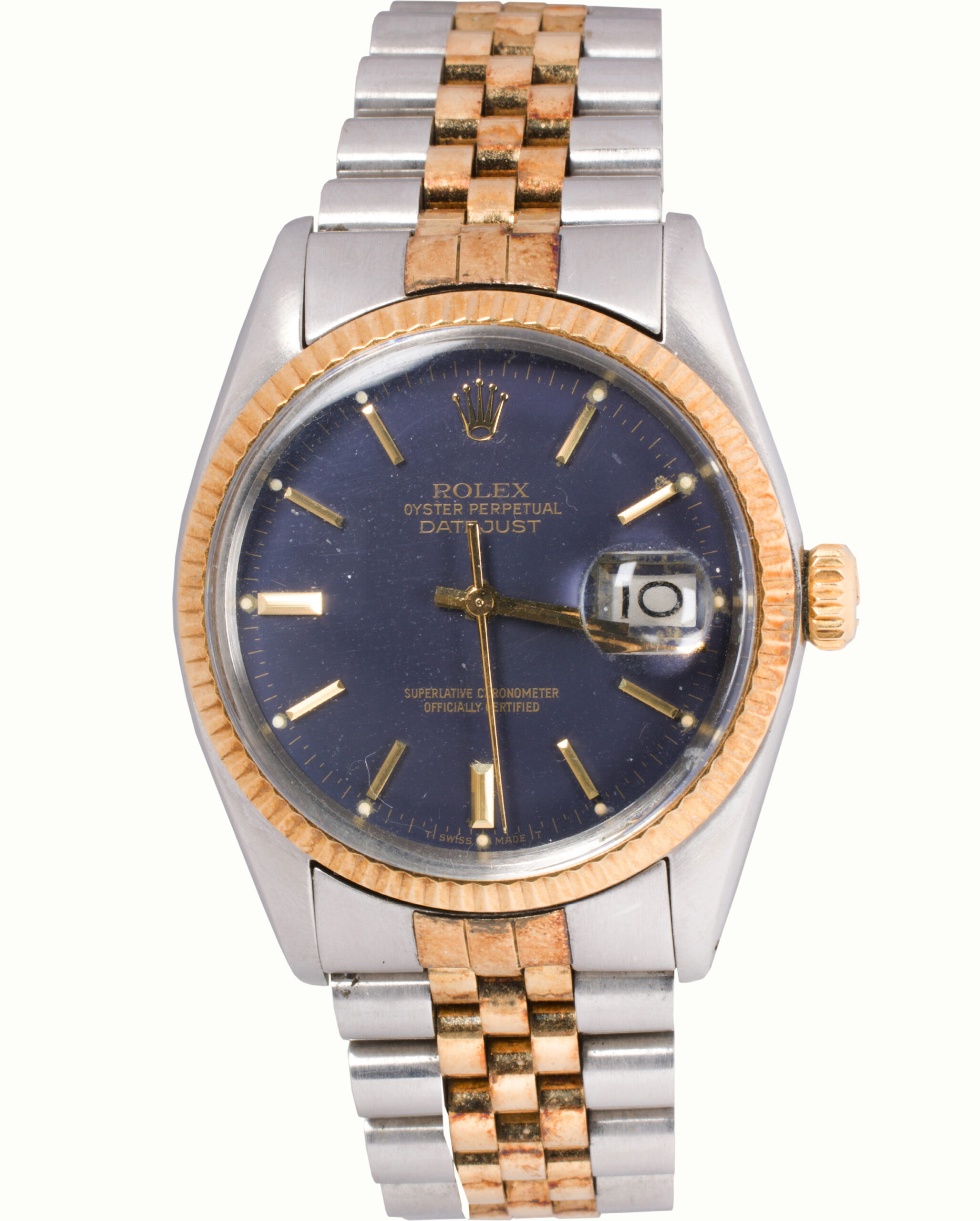 A 1979 Rolex Oyster Perpetual Datejust 18k gold and stainless steel watch. Estimate: $7,000–$10,000