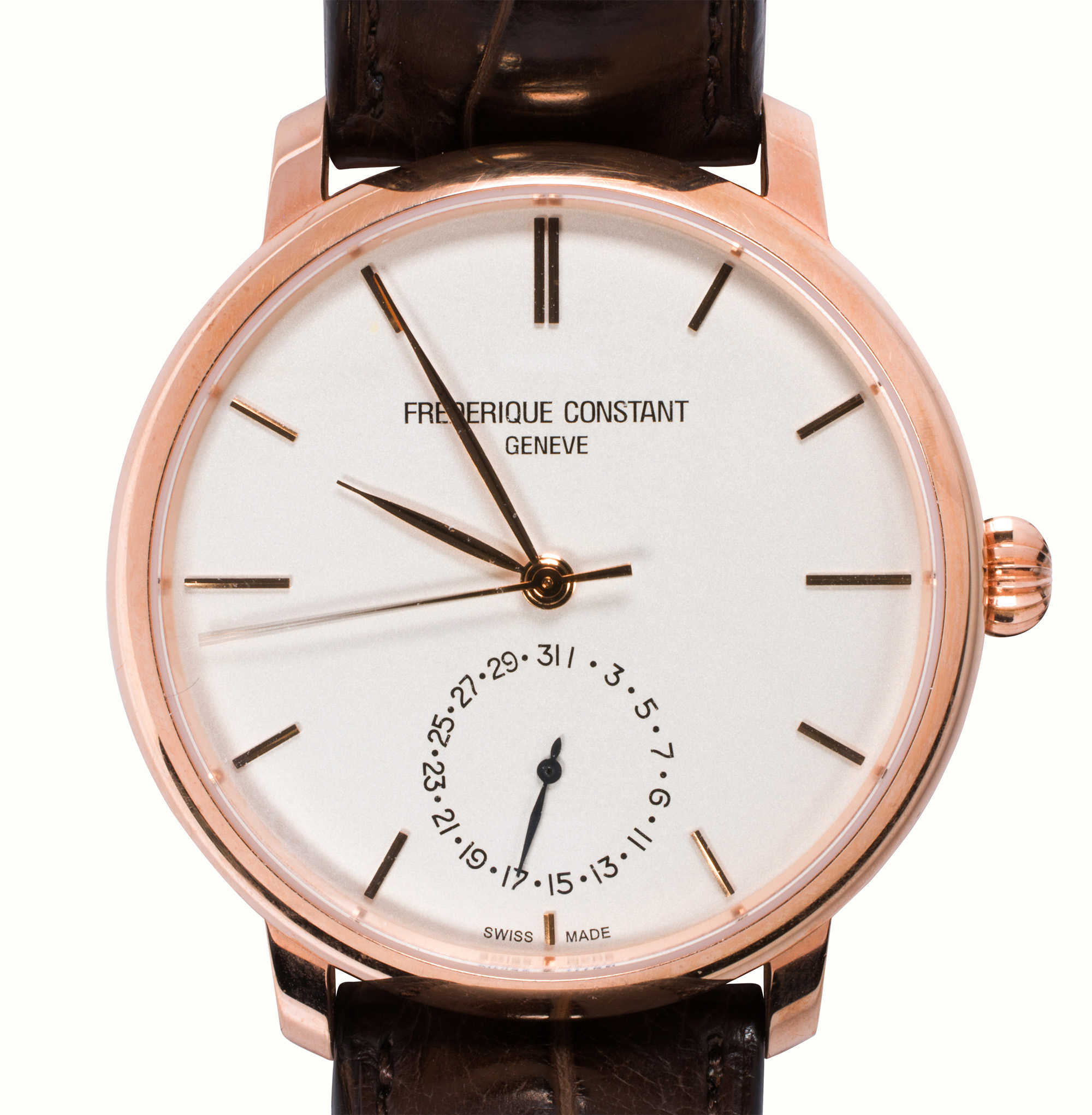 A Frederique Constant Slimline stainless steel watch. Estimate: $800–$1,200