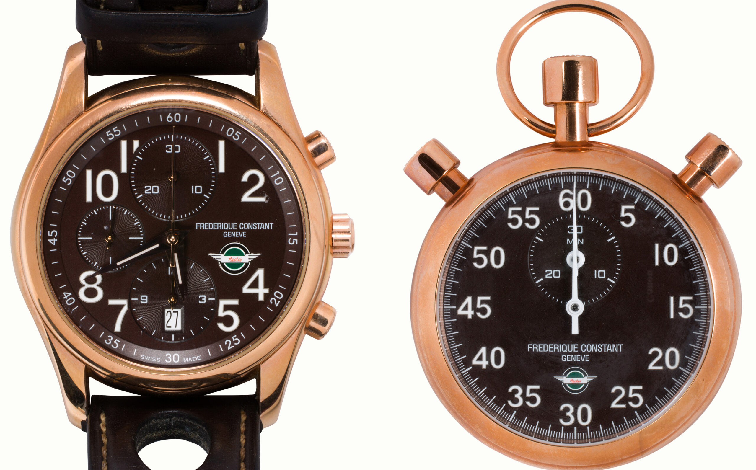 A Frederique Constant for Healy Drivers Club watch and stop watch gift set. Estimate: $2,000–$3,000